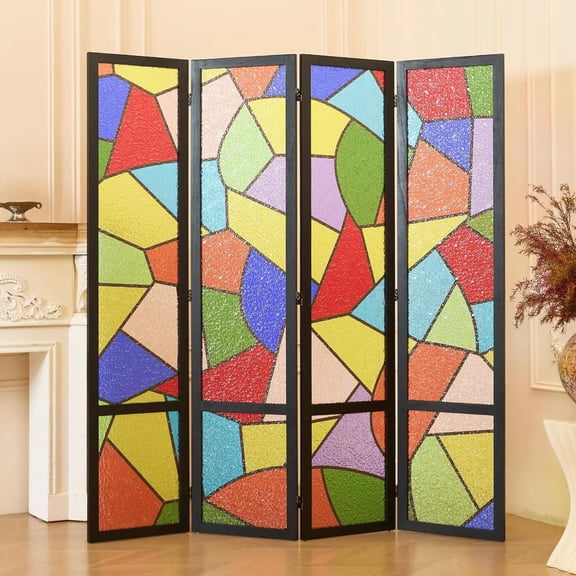 4-Panel Freestanding Acrylic Room Divider, Frosted Translucent Privacy Screen for Home, Office, or Studio
