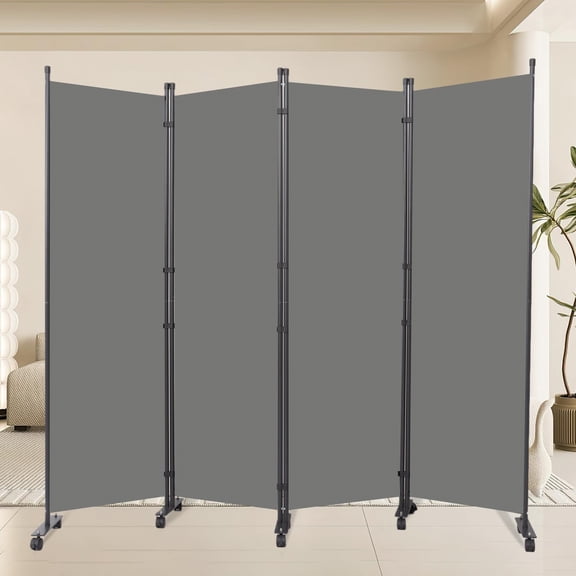 4-Panel Freestanding Room Divider Screen with Wheels, 88" Wide Folding Privacy Partition with Heavy Duty Base