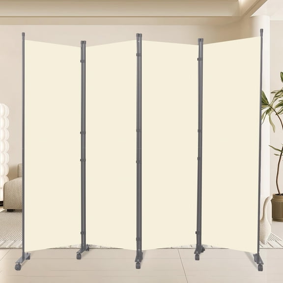 4-Panel Freestanding Room Divider Screen with Wheels, 88" Wide Folding Privacy Partition