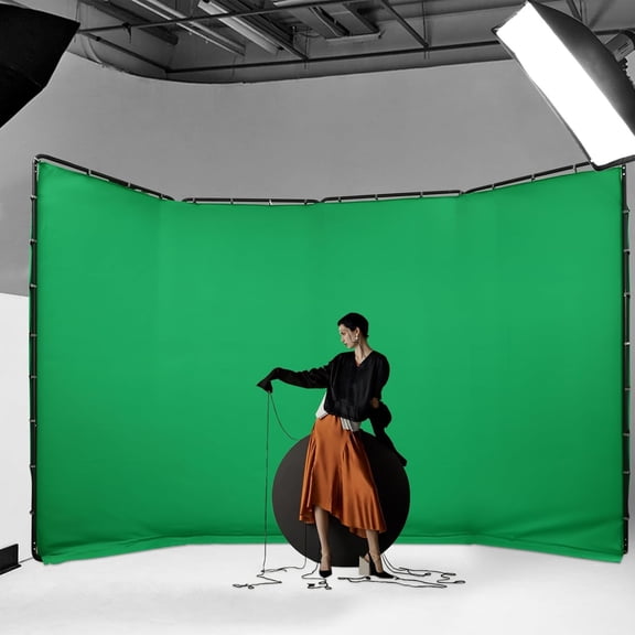 4-Panel Green Screen Backdrop with Frame, 4x2.4m Chroma Key Background Kit, Portable Foldable Green Screen for Studio, Video, and Photography Use