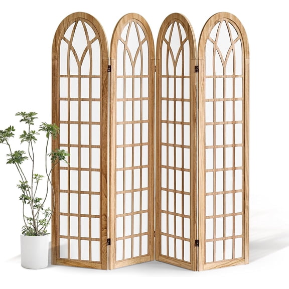 4 Panel Japanese Room Divider and Folding Privacy Screen, Shoji Screen Room Divider, Partition Divider for Room Separation, Portable Shoji Screen for Home Office Restaurant - Natural