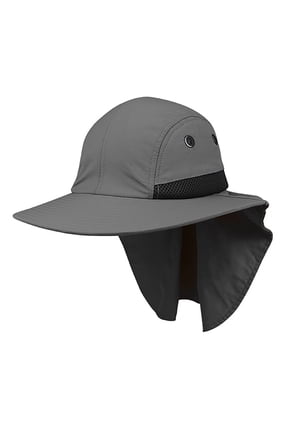 4 Panel Large Bill Flap Hat - Gray