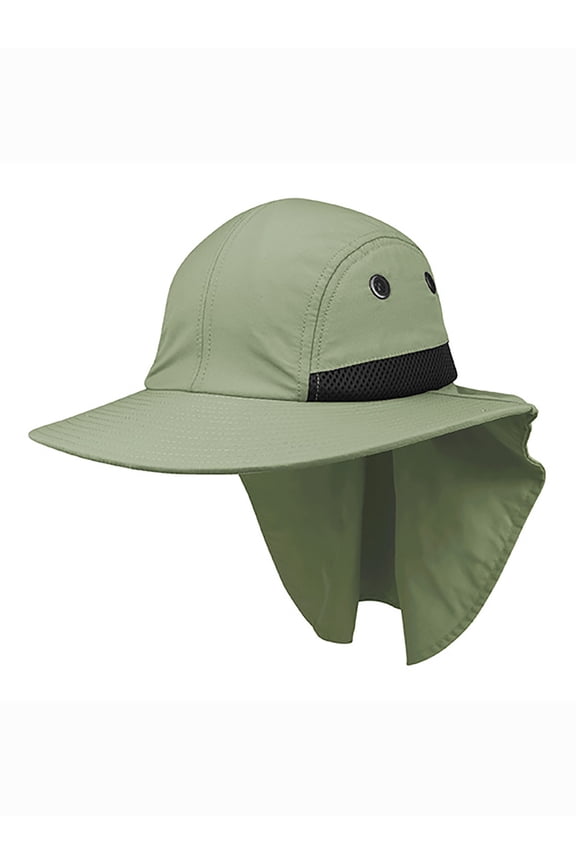 4 Panel Large Bill Flap Hat-Olive