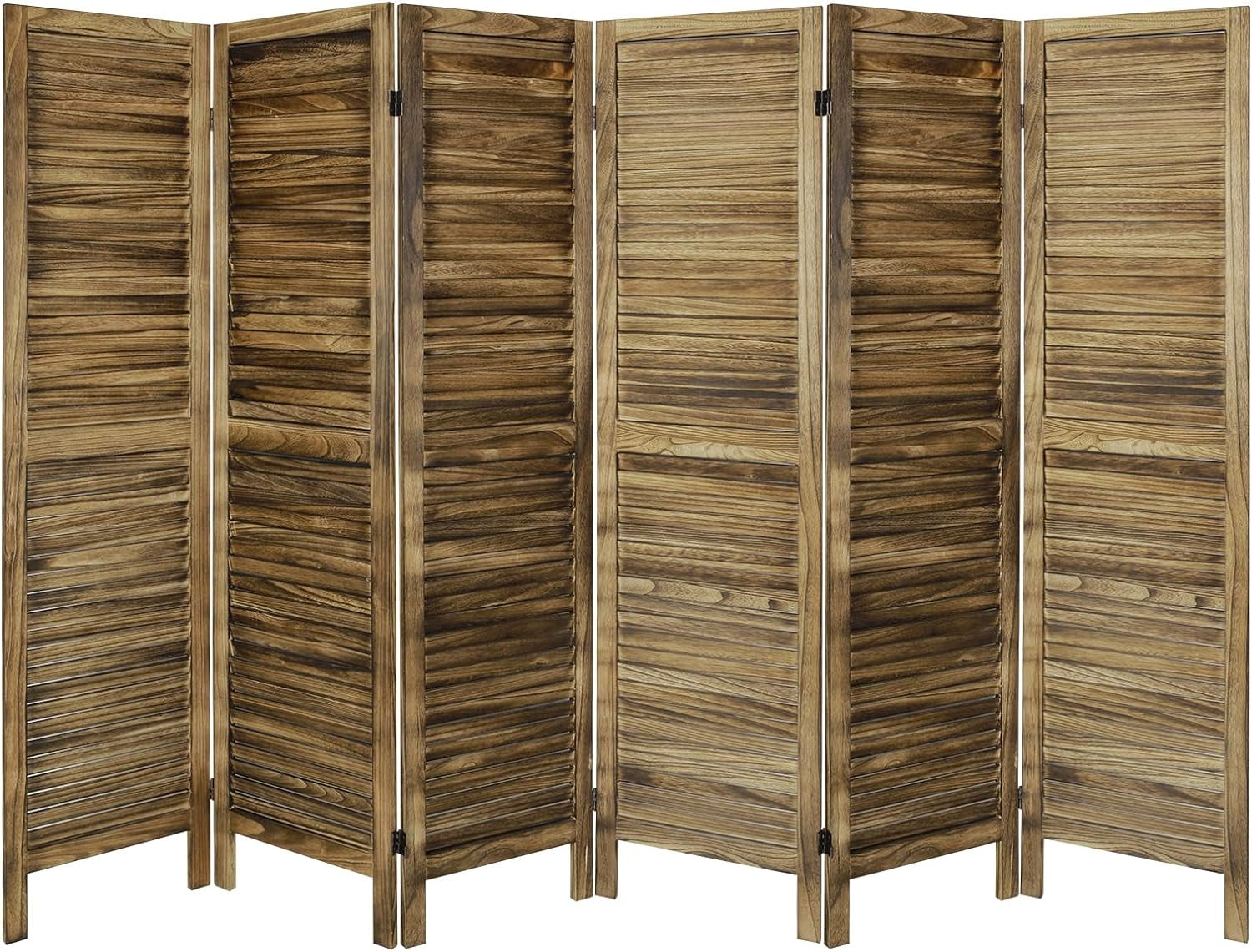 4 Panel Louver Wood Room Divider 5.6ft.Tall Folding Privacy Screen