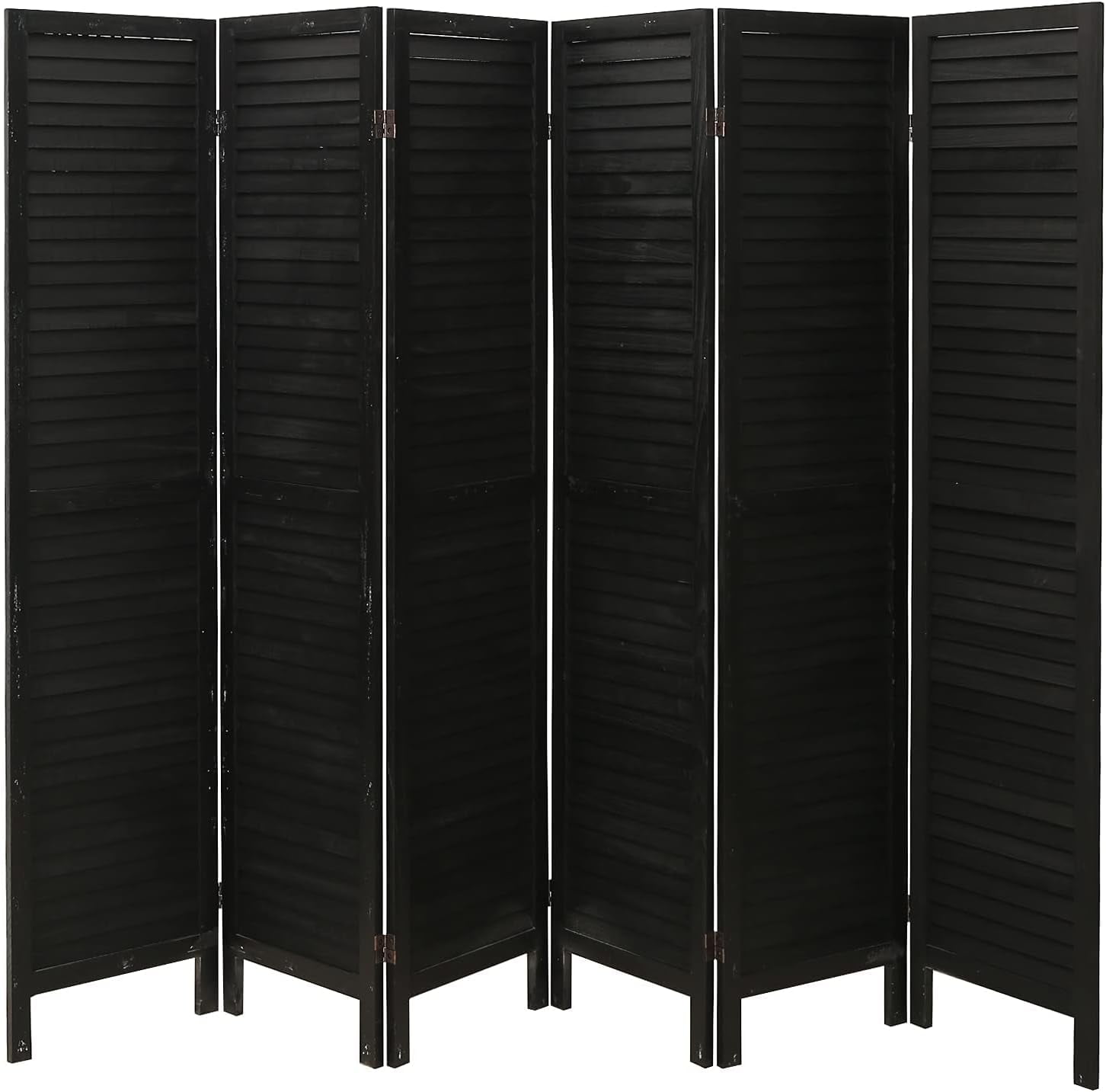4 Panel Louver Wood Room Divider 5.6ft.Tall Folding Privacy Screen