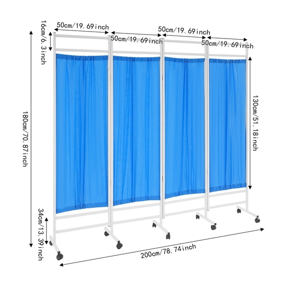 Patient Divider Rope 4-Panel Medical Room Divider, Medical Privacy Screen, Portable and ...