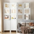 thumbnail image 1 of 4 Panel Photo Room Divider Freestanding Folding Privacy Screen and Decorative with 16 Frames for Home Office (White), 1 of 9