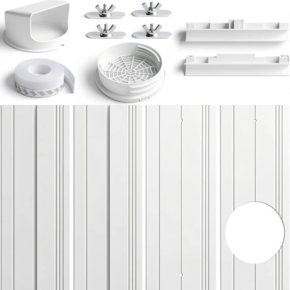4-Panel Portable Air Conditioner Window Kit with Coupler for 5.1/5.9 Inch Exhaust Hose, Adjustable AC Window Vent Seal Kit for Sliding