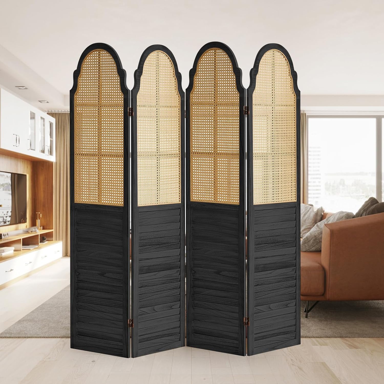 4 Panel Rattan Folding Screen Room Divider Privacy Dividers for Rooms 4 Panel Rattan Folding Screen Room Divider Privacy Dividers for Rooms