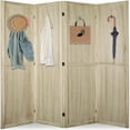 4 Panel Room Divider 5.6Ft Pegboard Display Wooden Room Divider Folding