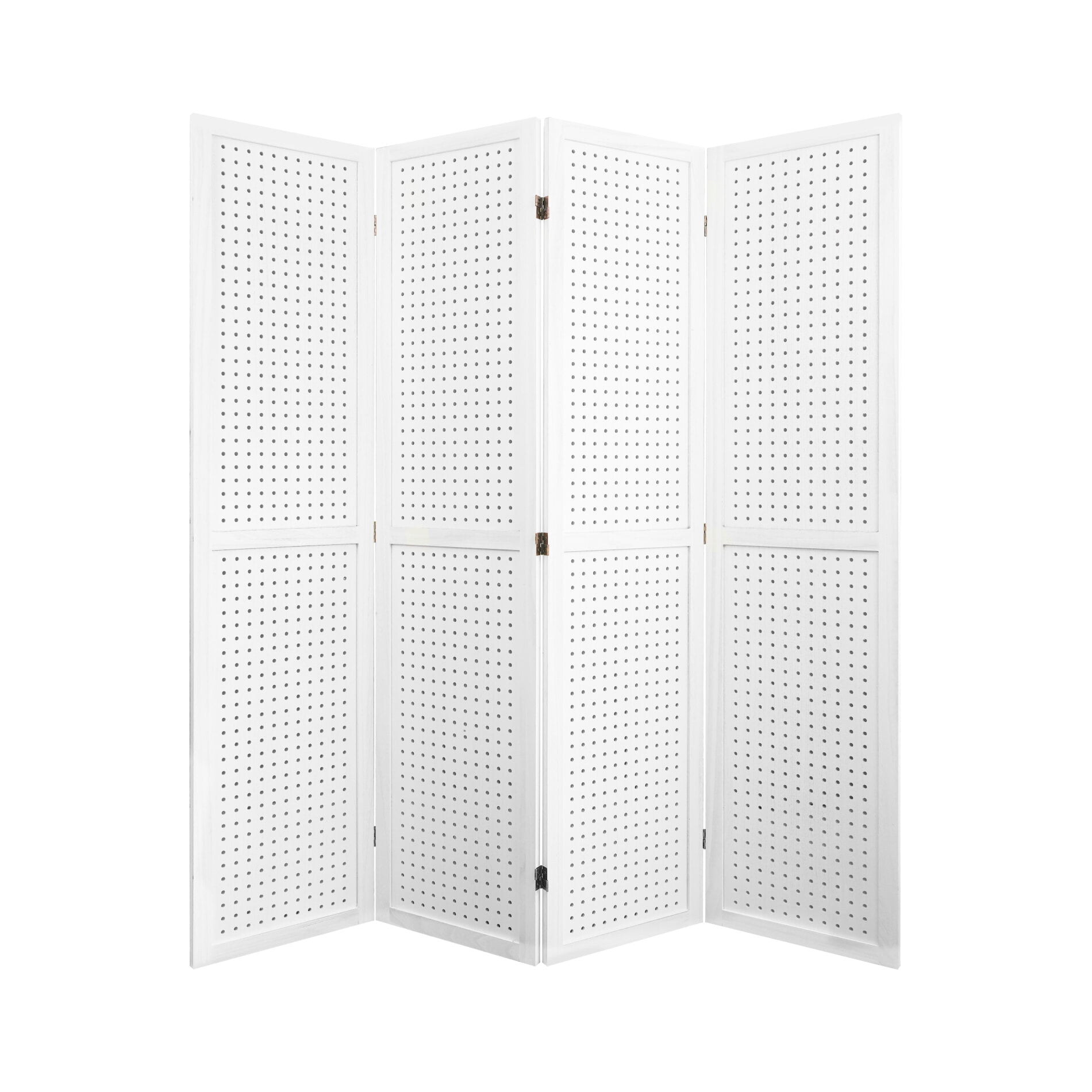 4 Panel Room Divider,5.6Ft Wooden Privacy Screen with Handing Holes ...
