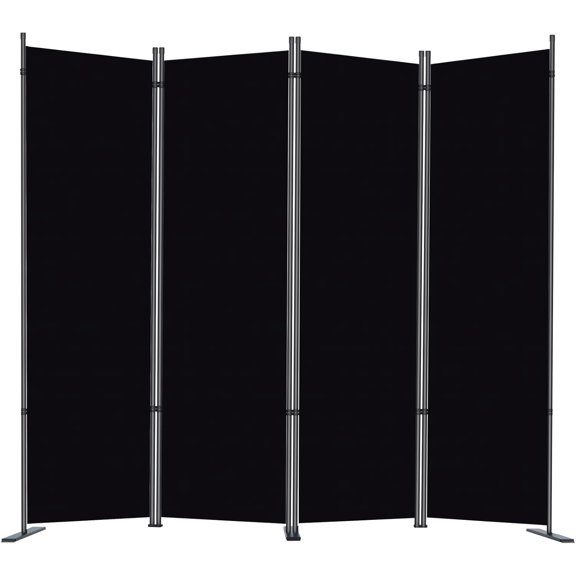 4 Panel Room Divider, 6 FT Folding Privacy Screen with Wide Feet, Freestanding Partition for Room Separation, Portable Room Divider Panel, 89" W x 71" H, Black