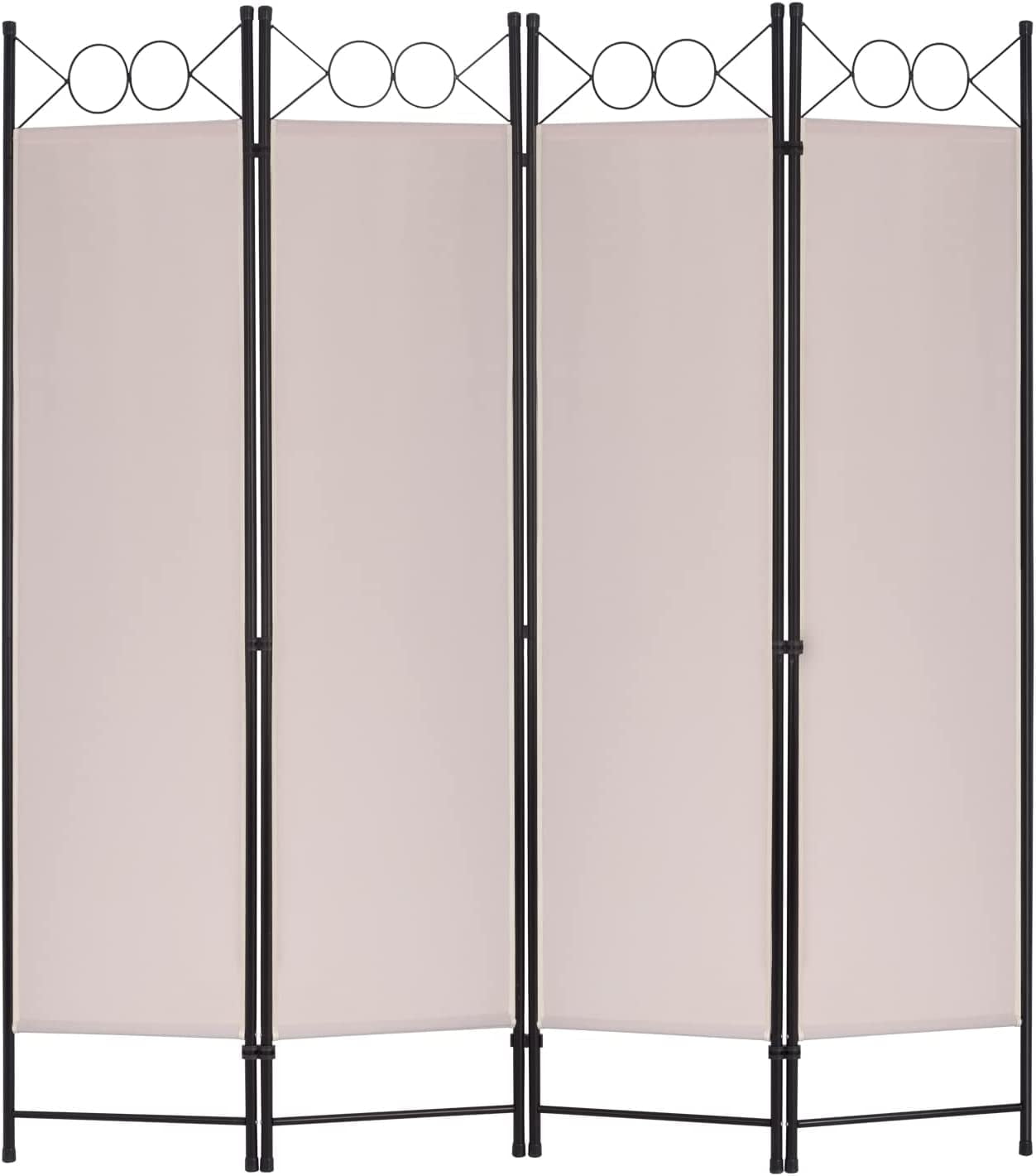 FDW 4 Panel Room Divider 6 ft Steel for Home Office Bedroom, Tan