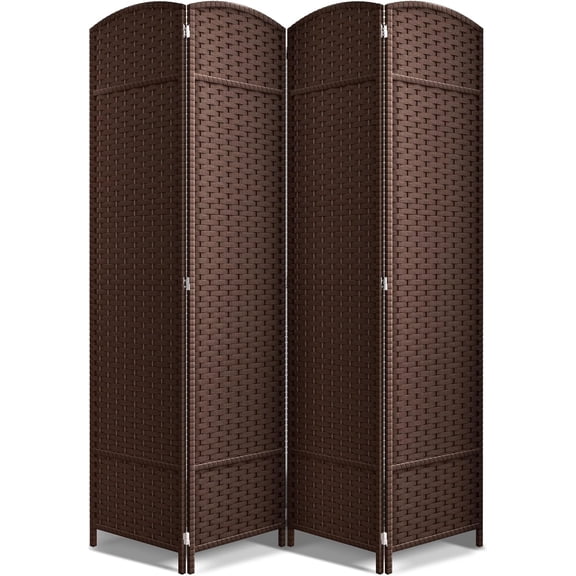 4 Panel Room Divider 6 ft. Tall - Privacy Screen, Extra Wide Double Hinged Panels, Mesh Hand-Woven Design, Partition Room Dividers and Folding Privacy Screens, Wall Divider for Room Separation
