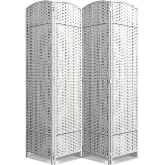 4 Panel Room Divider 6 ft. Tall - Privacy Screen, Extra Wide Double Hinged Panels, Mesh Hand-Woven Design, Partition Room Dividers and Folding Privacy Screens, Wall Divider for Room Separation