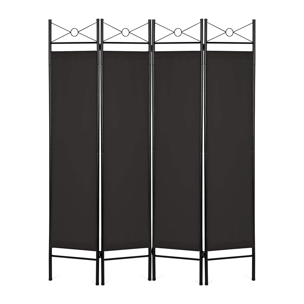 4 Panel Room Divider, 6ft Privacy Screen with Pole Caps, Portable Wall