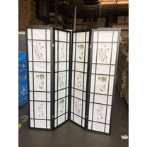 4 Panel Room Divider Coaster Oriental Floral - Black/Cherry/Natural by SQUARE FURNITURE