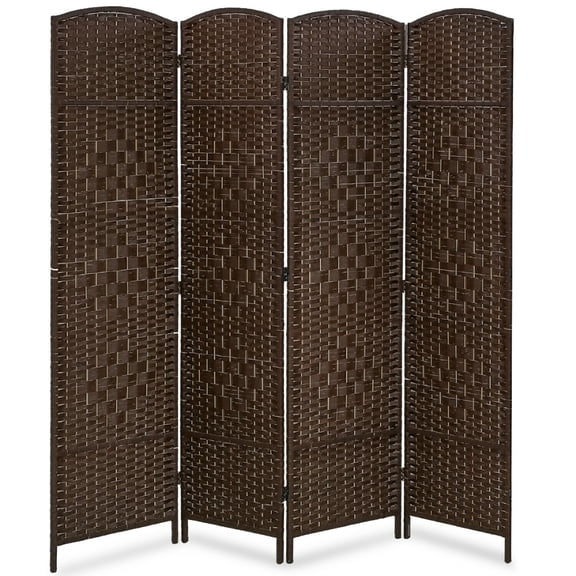 4 Panel Room Divider, Folding Privacy Divider 6 Ft Indoor Wall Divider, Brown