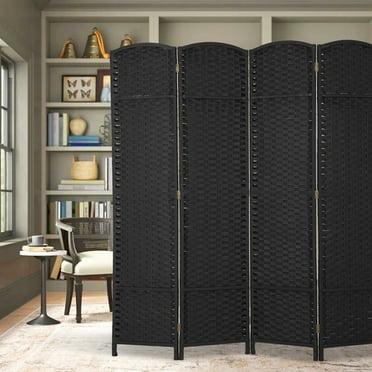 4 Panel Room Divider Folding Privacy Screen 5.57 FT Tall Partition Room Separator   Freestanding Wall Divider, Black