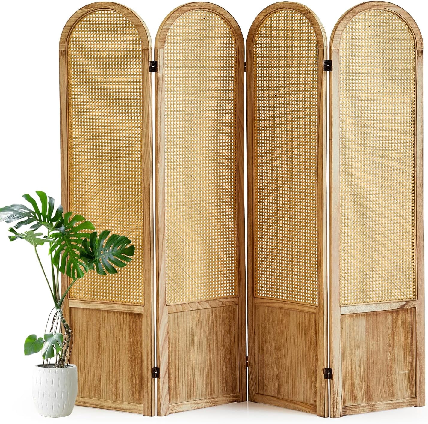 Pfoldable Divider 4 Panel Room Divider and Folding Privacy Screen, 5.6 Ft Foldable Double ...
