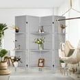 thumbnail image 1 of 4-Panel Room Divider with Shelves,5.6ft Tall Folding Privacy Screen Panels, Room Divider Wall Divider for Room Separation, Room Divider Shelves,Effectively Block Sight,Grey, 1 of 6