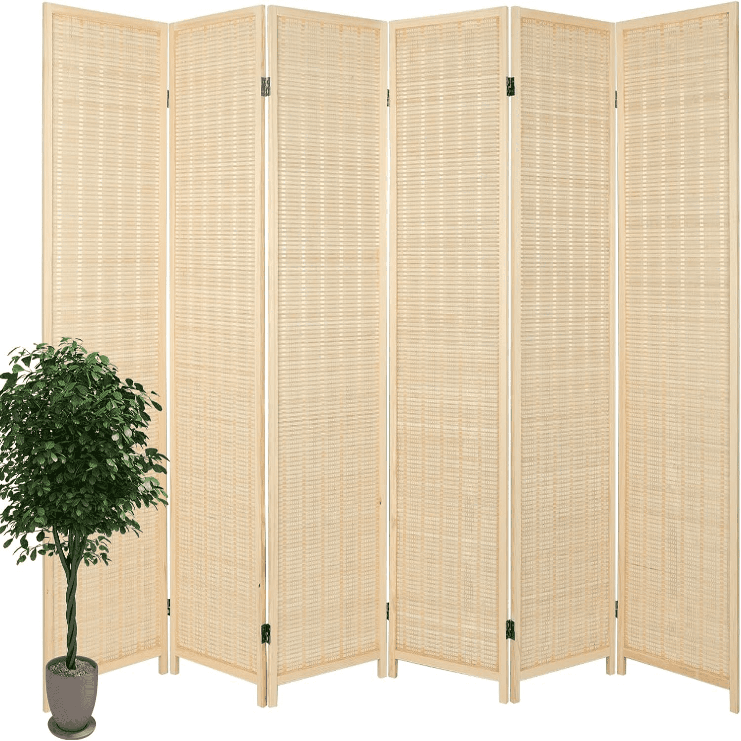 4 Panel Room Divider Wood Room Screen Divider Freestanding 5.6 Ft Tall