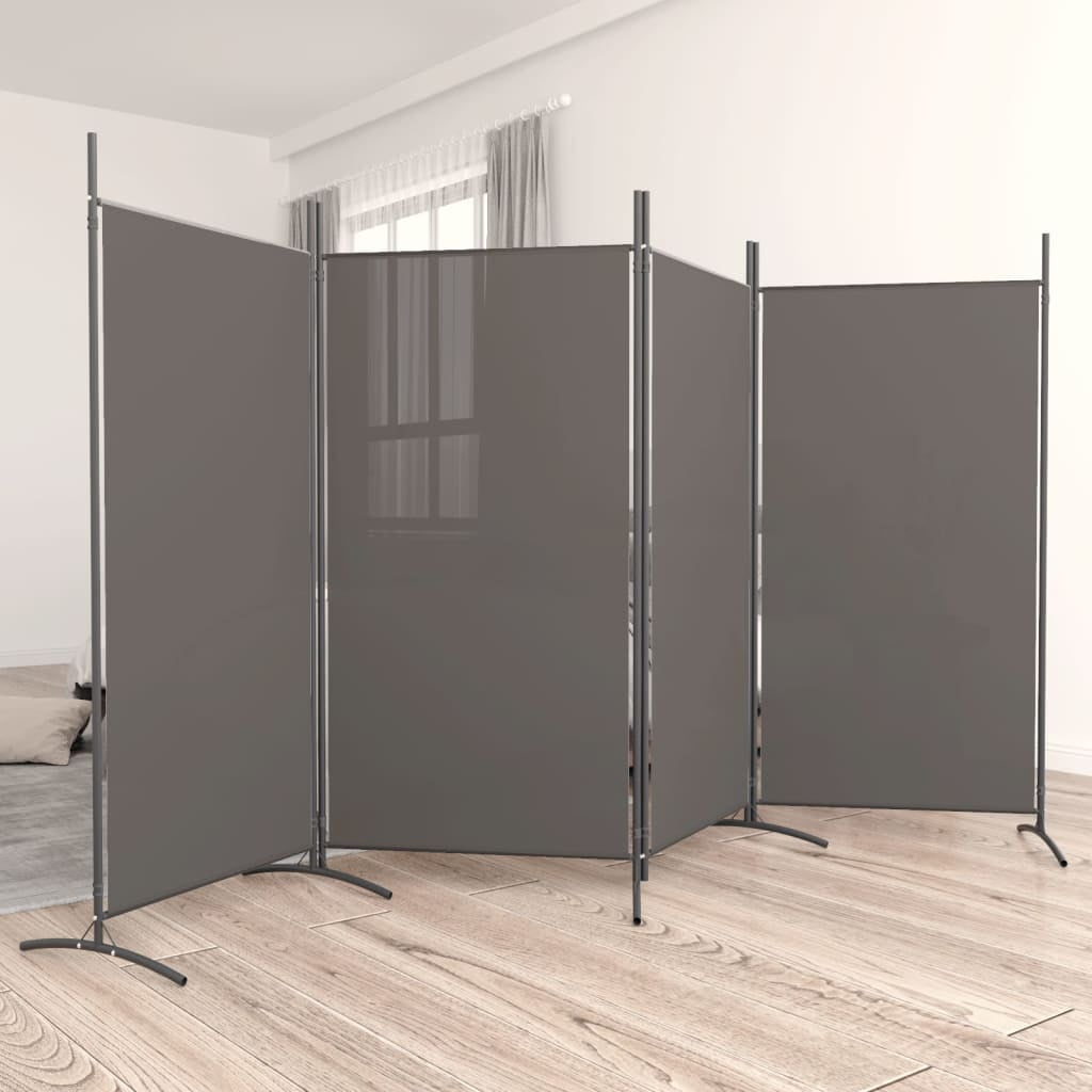 4-Panel Room Divider with Blackout Fabric, Noise Reduction, Screen, Anthracite, 136.2x70.9 ...