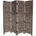 thumbnail image 1 of 4 Panel Room Divider with Shutter Design in Weathered Brown, 1 of 7