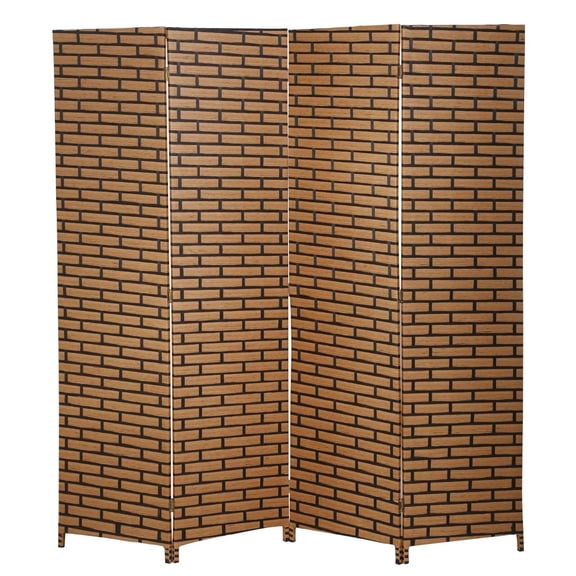 4 Panel Room Dividers Foldable Privacy Screen Decorative Indoor Screen 6TF Wooden Office Dividers Partition Wall for Home, Office, Bedroom, Brick
