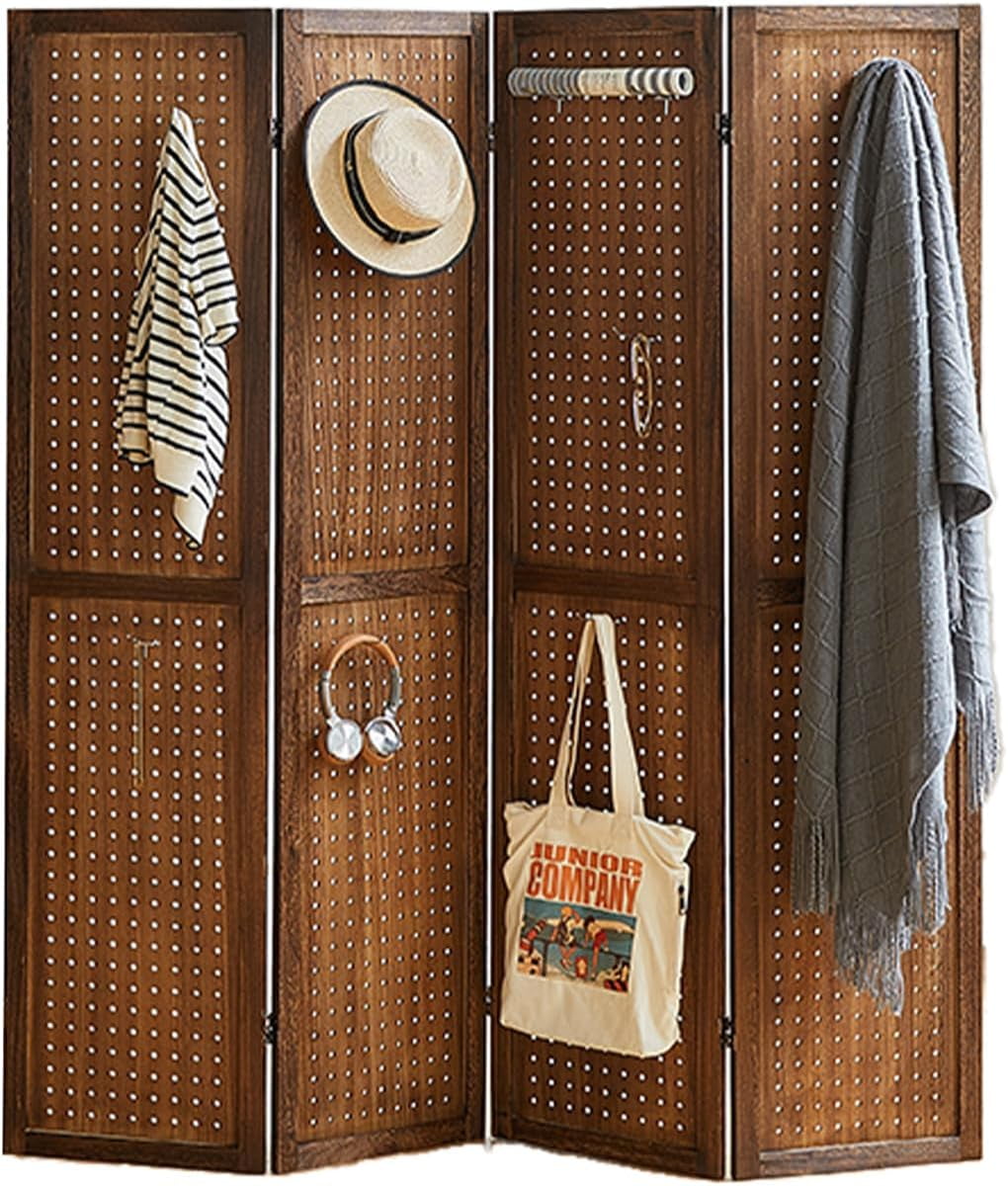 4 Panel Room Dividers and Folding Privacy Screens, 5.6Ft Wooden ...