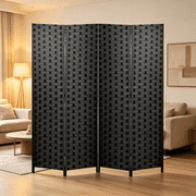4-Panel Room Dividers and Folding Privacy Screens Partition Walls Wooden Screen Portable Freestanding Privacy Wall for Home Office, Black