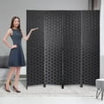 thumbnail image 1 of 4-Panel Room Dividers and Folding Privacy Screens Partition Walls Wooden Screen Portable Freestanding Privacy Wall for Home Office, Black, 1 of 8