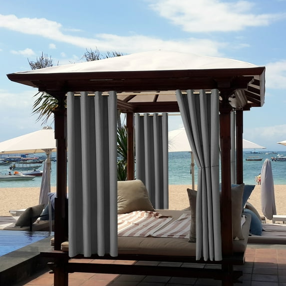 (4 Panel) Upgraded Outdoor Curtain Garden Patio Gazebo Sunscreen Blackout Curtains, Thermal Insulated Curtains with Grommet Waterproof &Windproof &UV-protection &Mildew Resistant, Dark Gray, 54*96in