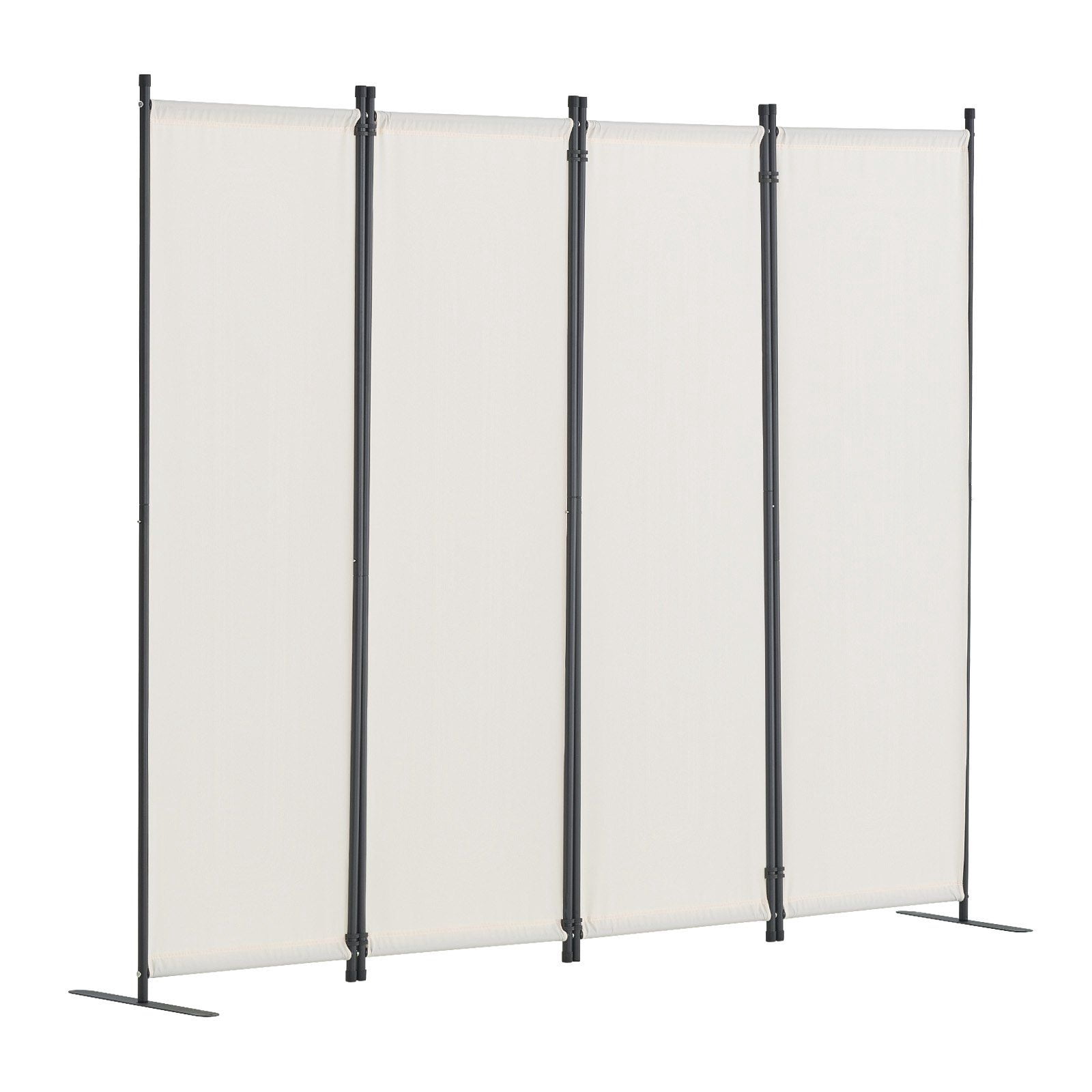 4-Panel White Room Divider Screen, Freestanding Fabric Partition for Home & Office