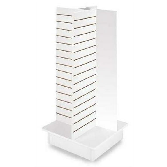 SSWBasics 4 Panel White Slatwall Tower with Casters 23''L x 23''W x 54''H - White Slatwall