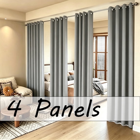LANTINGSHENG 4 Panels Grommet Top Thermal Insulated 100% Blackout Curtain for Bedroom/Living Room,Gray,W37 x L54 inch