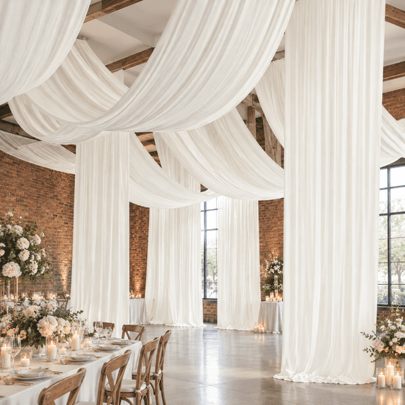 4 Panels 5x40ft Ceiling Drapes For Wedding Parties Wrinkle Free Thick ...