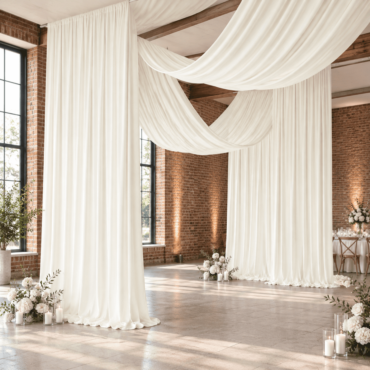 4 Panels 5x40ft Ceiling Drapes For Wedding Parties Wrinkle Free Thick ...