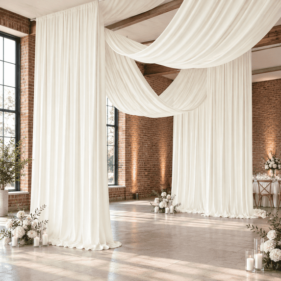 Drapery Store 4 Panels 5x40ft Ceiling Drapes For Wedding Parties Wrinkle Free Thick ...