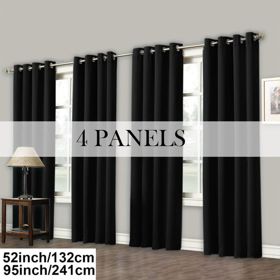 4 Panels Blackout Curtains, Grommet Top Room Darkening Sun Blocking Drapes for Living Room and Bedroom, Set of 4 Panels
