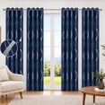 thumbnail image 1 of 100% Blackout Curtains Silver Waves Lines Grommet Thermal Insulated Curtains for Living Room Bedroom Patio Door,NavyBlue,W37 x L84 inch (4 Panels), 1 of 8