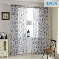thumbnail image 1 of 4 Panels Elegant Sheer Curtains Filtering Light For Kitchen Bedroom Livingroom Butterfly Pattern 40"*80" Black, 1 of 1