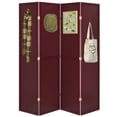 thumbnail image 1 of Room Divider Folding Screen Pegboard Insert 4 Panels Red Color Freestanding 71" High x 70" Wide, 1 of 6