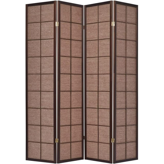 4 Panels Room Divider Privacy Screen Rattan Cane bing Insert Dark