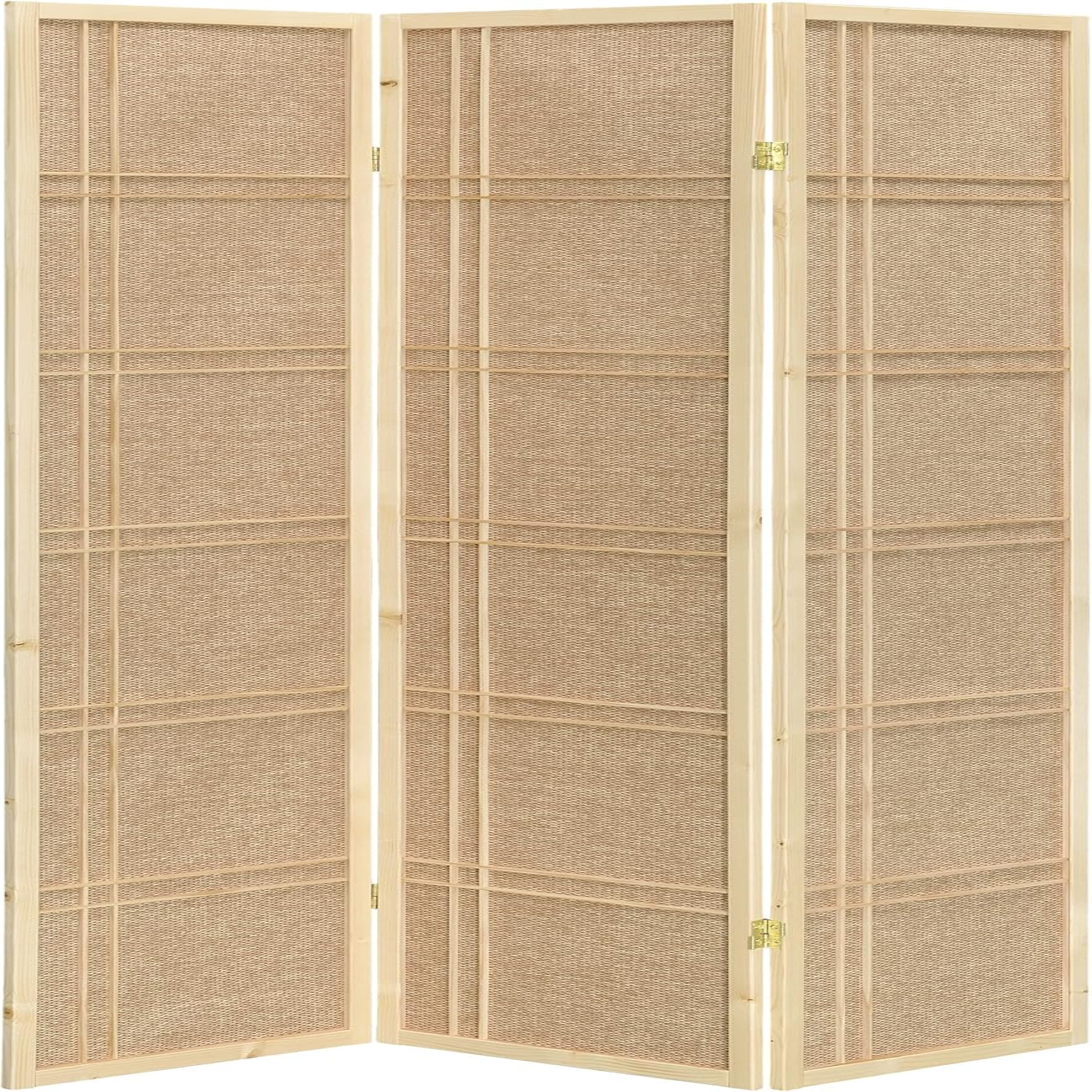 4 Panels Room Divider Privacy Screen Rattan Cane bing Insert Dark