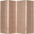 4 Panels Room Divider Privacy Screen Rattan Cane bing Insert Dark