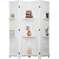 thumbnail image 1 of 4 Panels Room Divider,Privacy Wooden Screenwith Shelves,Room Separators Divider Wall, Folding Room Dividers for Room Partition Separation, Partition Wall for Home Office, Study, Art Display,White, 1 of 14