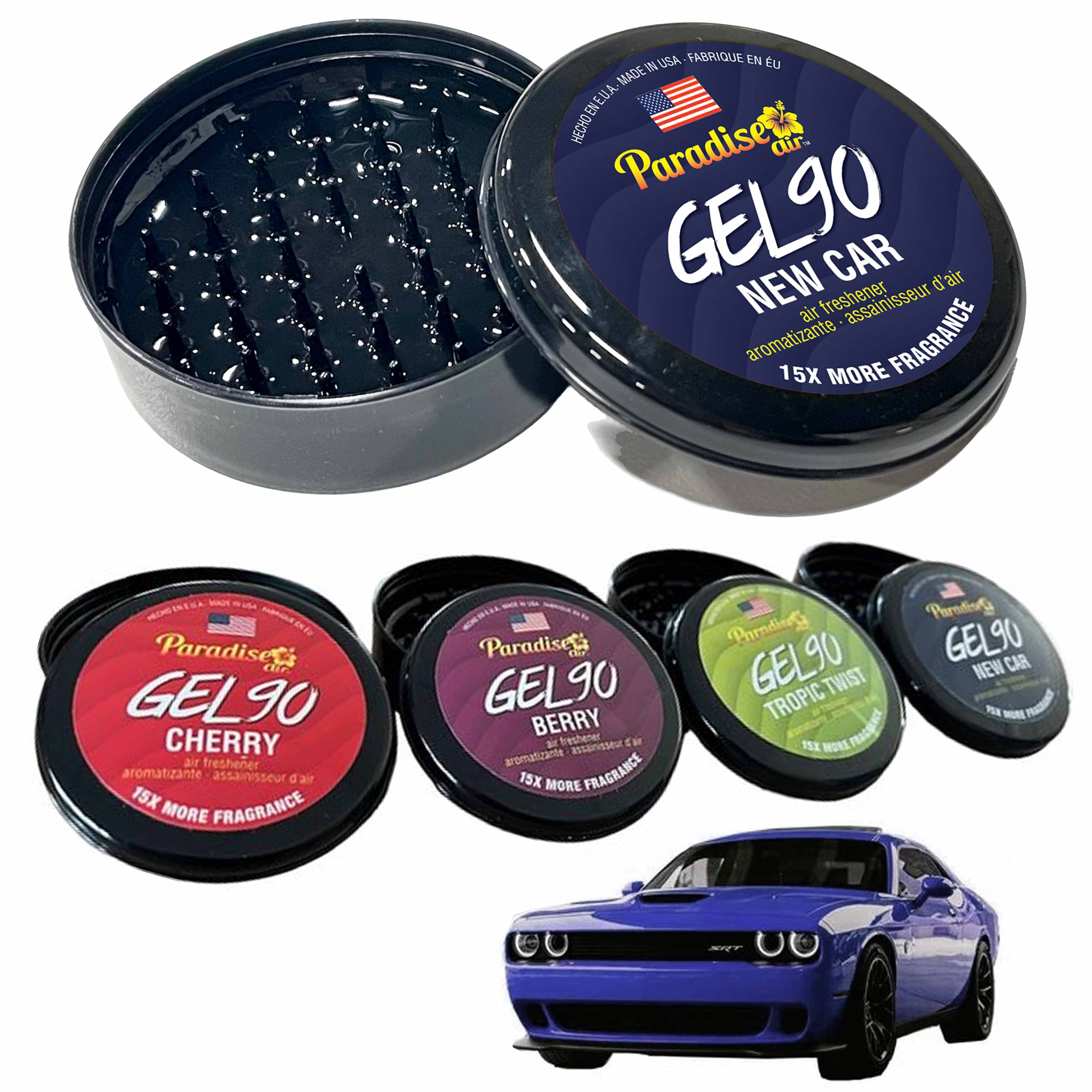 4 Paradise Gel Air Freshener 90 Days Lasting Aroma Car Fragrance Assorted  Scents 
