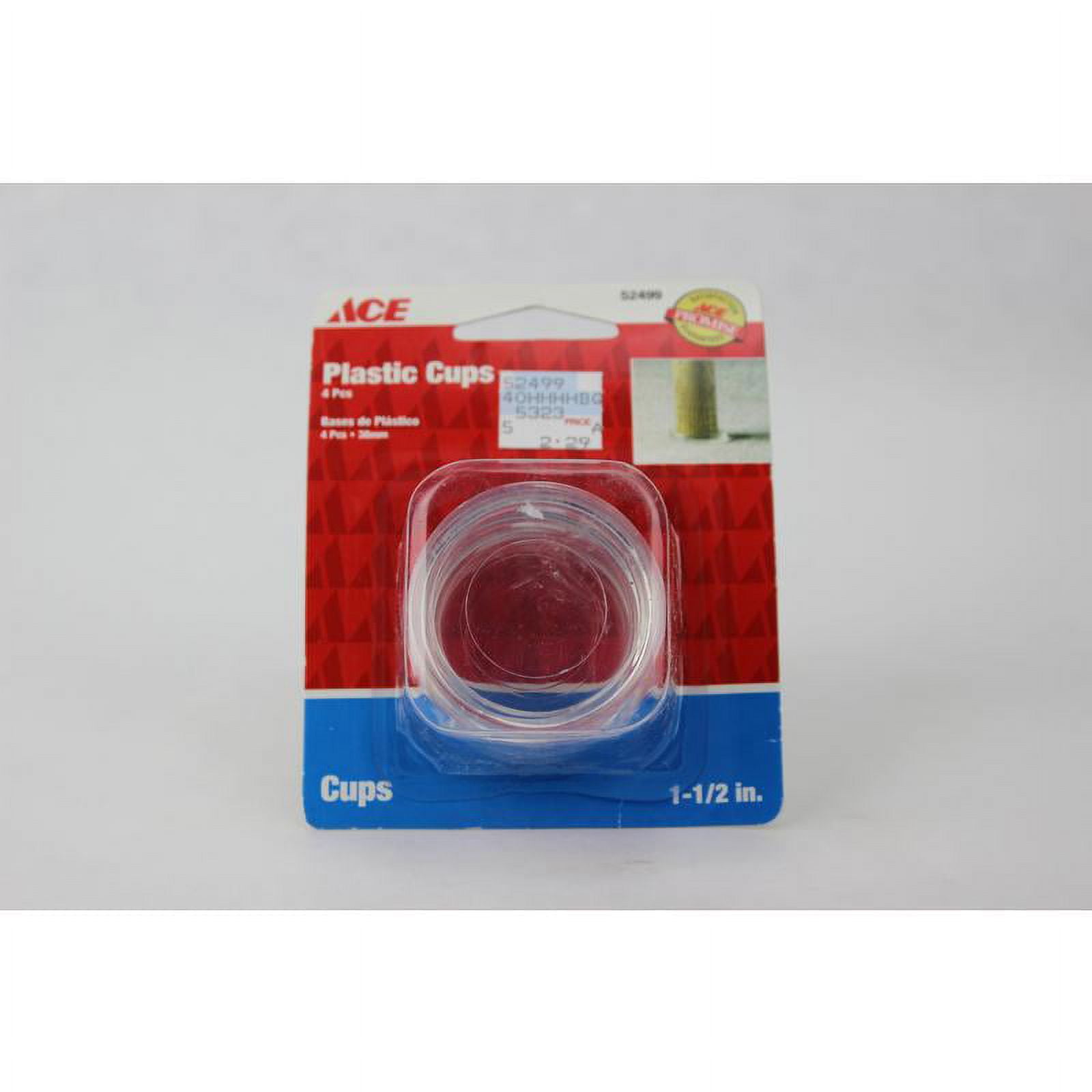 4 Pc 11/2" Clear Plastic Cups Ace Caster Cups 52499 082901524991