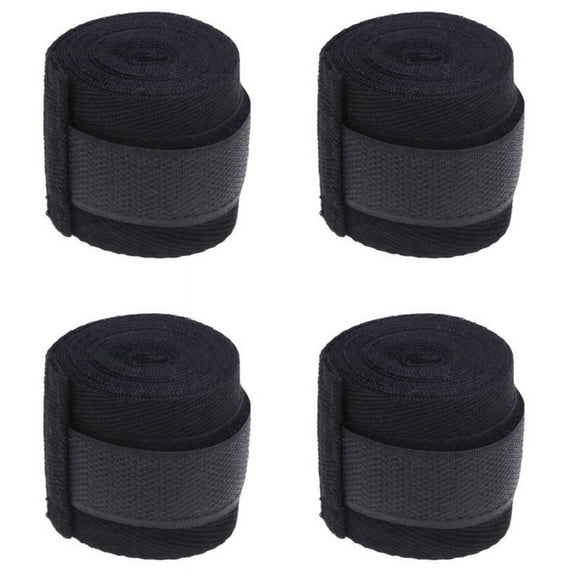 4 Pc 2.5M Eslatic Cotton Sports Strap Boxing Bandage for Muay Thai Taekwondo Hand Gloves Wraps,4 x Boxing Bandage,Black